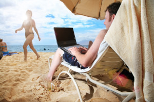 The problem with telecommuting is sand in your laptop.