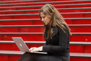 Meg found a place to work where she could finally focus. Photo Credit: Adam Pantozzi/Times Alliance